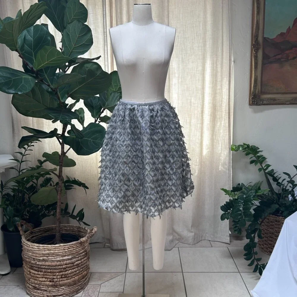 Anthropologie Modern Parisian Romantic Textured Midi Skirt Pockets NWT Womens S